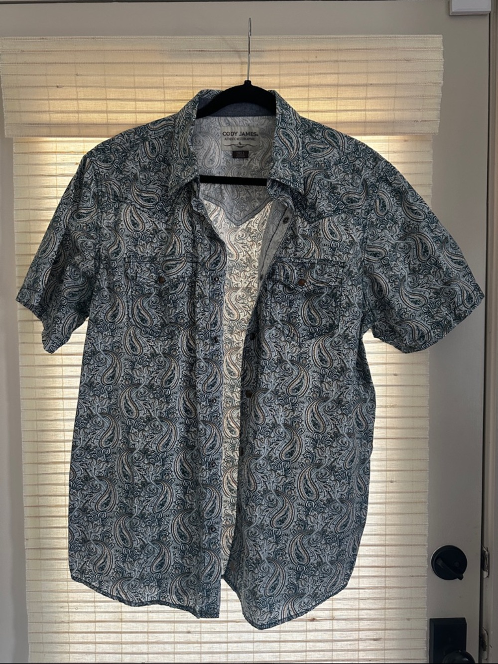 Cody James Men's Short-Sleeve Blue Paisley Shirt